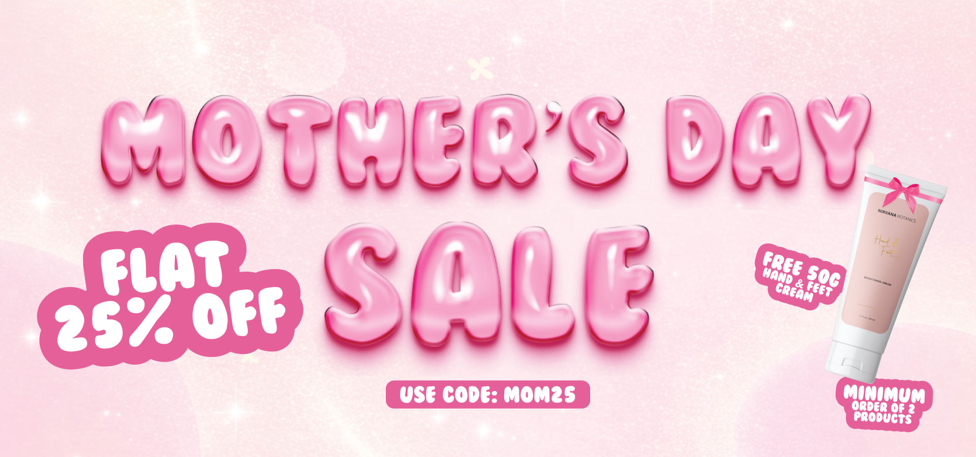 Mothers Day sale art Nirvana Botanics. Free Hands Feet Cream with every order